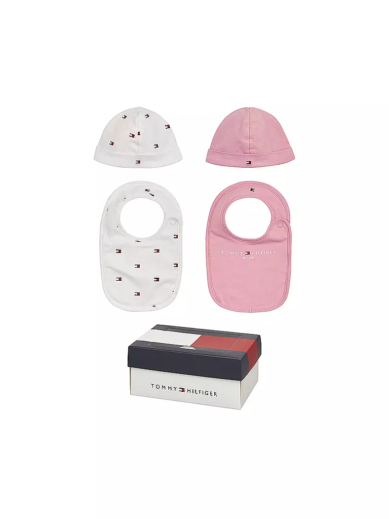 TOMMY HILFIGER | Geschenkset Baby Lätzchen und Haube 2-er Pkg. | rosa