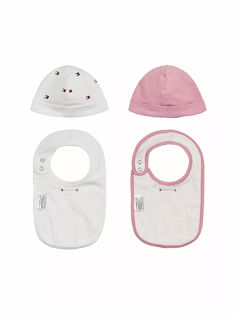 TOMMY HILFIGER | Geschenkset Baby Lätzchen und Haube 2-er Pkg. | rosa