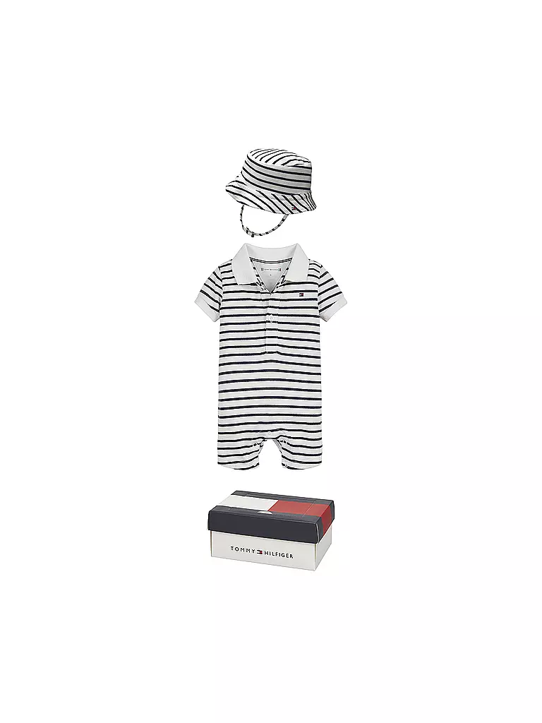 TOMMY HILFIGER | Geschenkset Baby Strampler und Hut 2 Teile | weiss