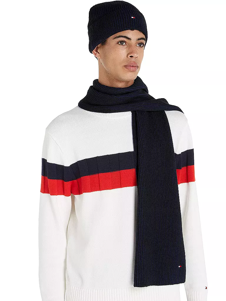 TOMMY HILFIGER | Geschenkset Mütze und Schal | blau