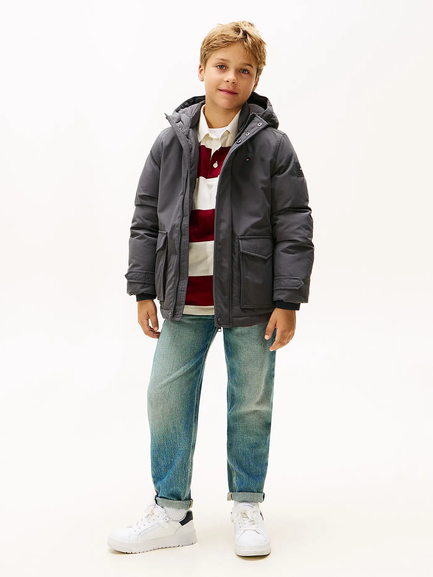 TOMMY HILFIGER | Jungen Parka  | grau