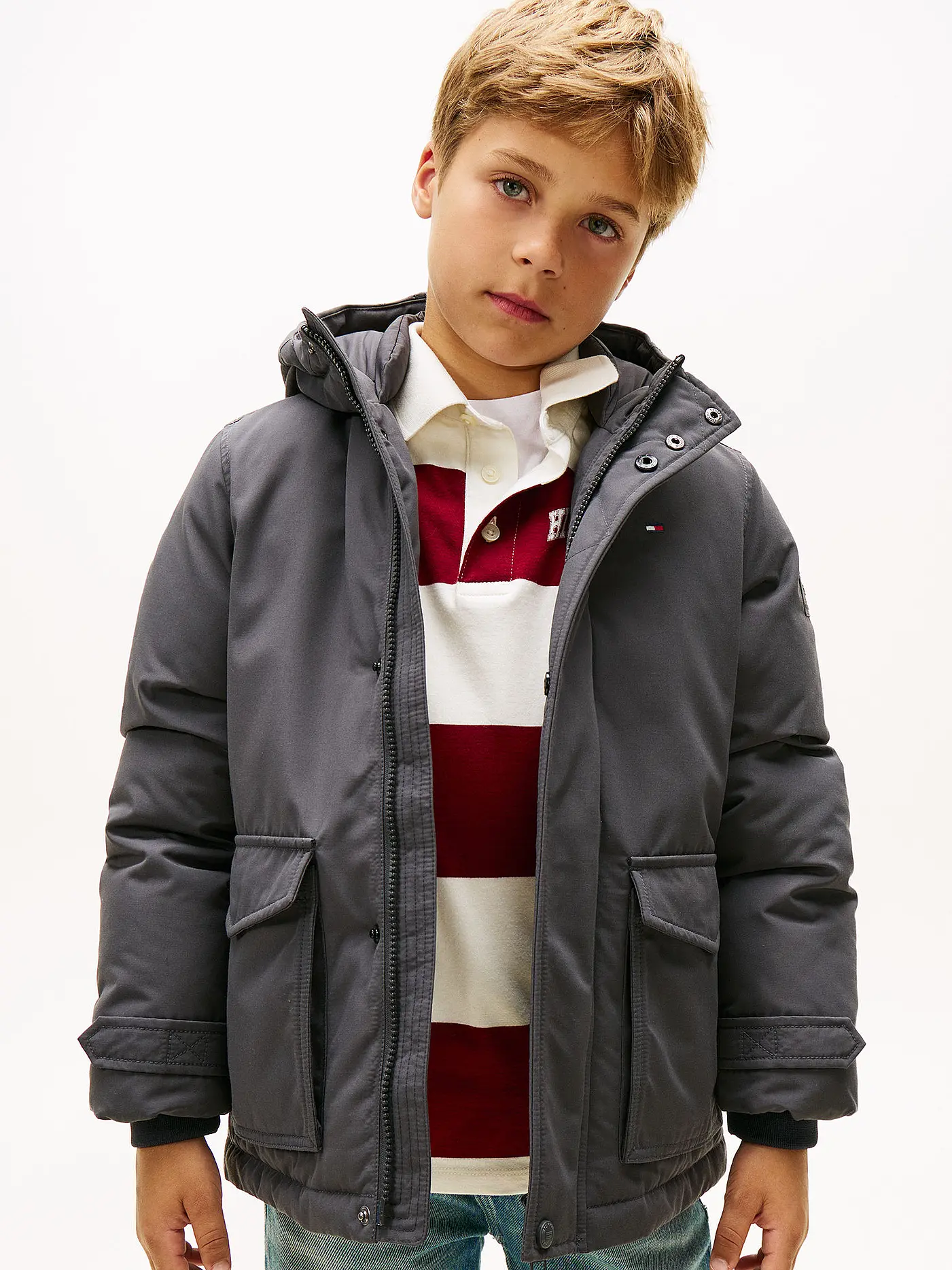 TOMMY HILFIGER | Jungen Parka  | grau