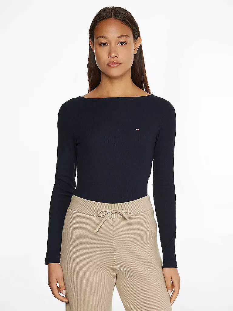 TOMMY HILFIGER Langarmshirt Slim Fit blau