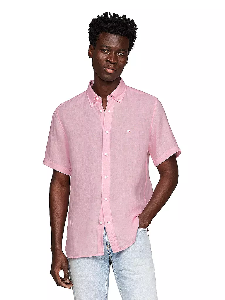 TOMMY HILFIGER Leinenhemd Regular Fit rosa
