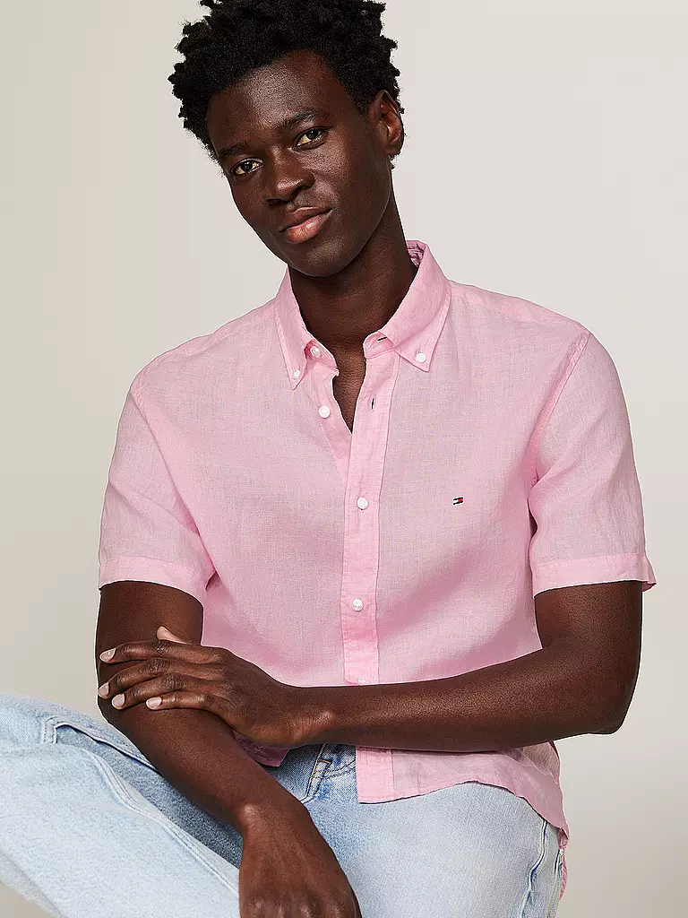 TOMMY HILFIGER Leinenhemd Regular Fit rosa
