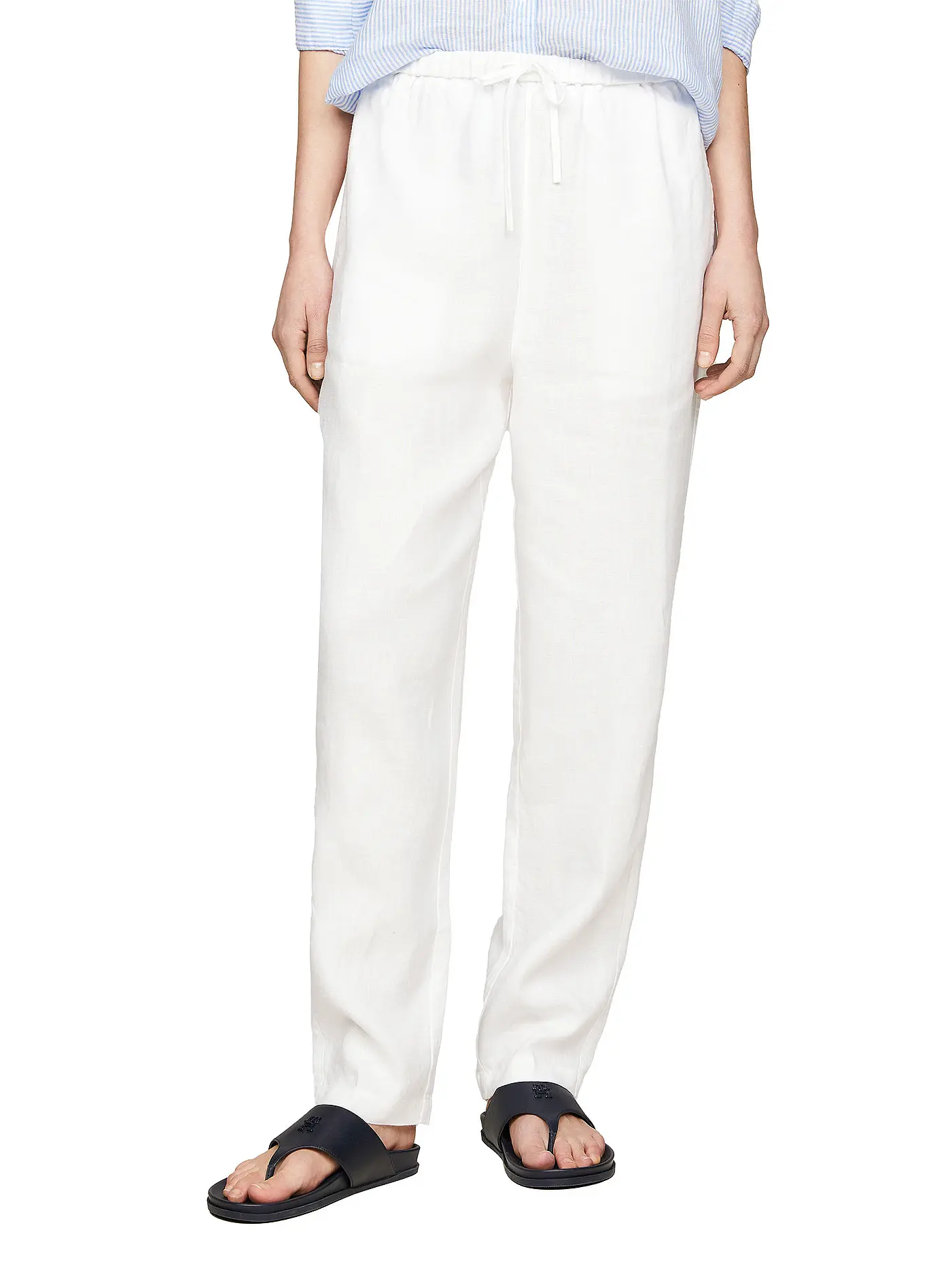 TOMMY HILFIGER | Leinenhose Jogging Fit | weiss