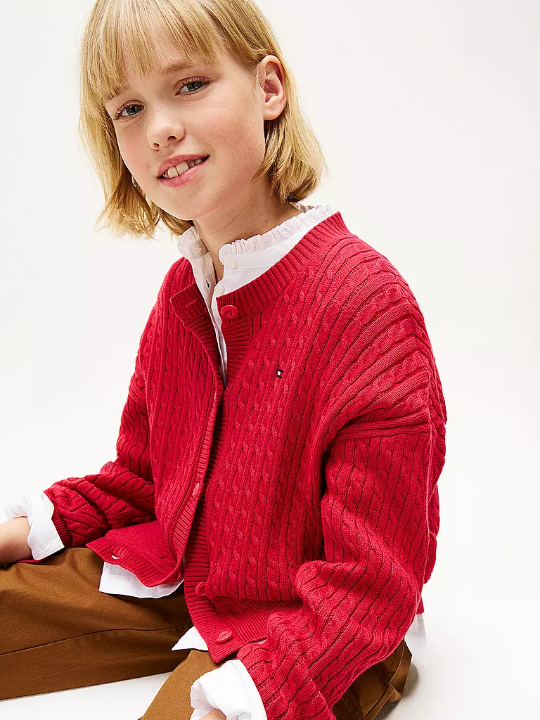 TOMMY HILFIGER | Mädchen Strickjacke  | rot