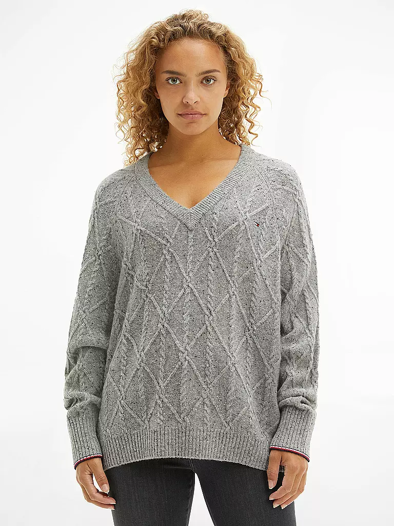 TOMMY HILFIGER | Pullover Donegal | grau