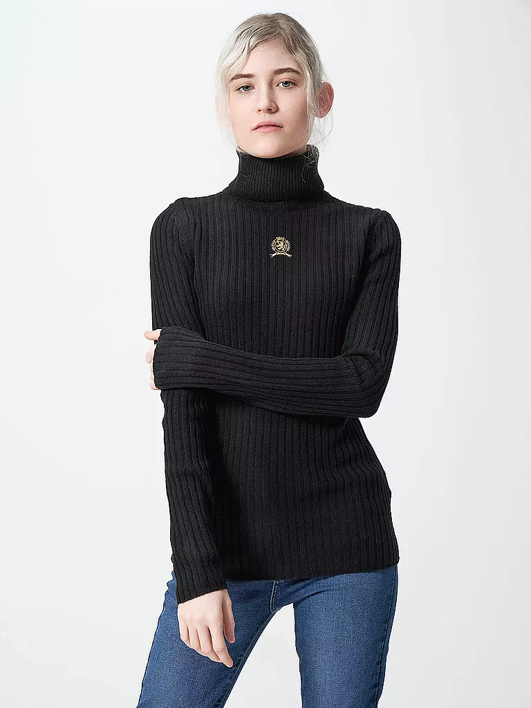 TOMMY HILFIGER Rollkragenpullover schwarz