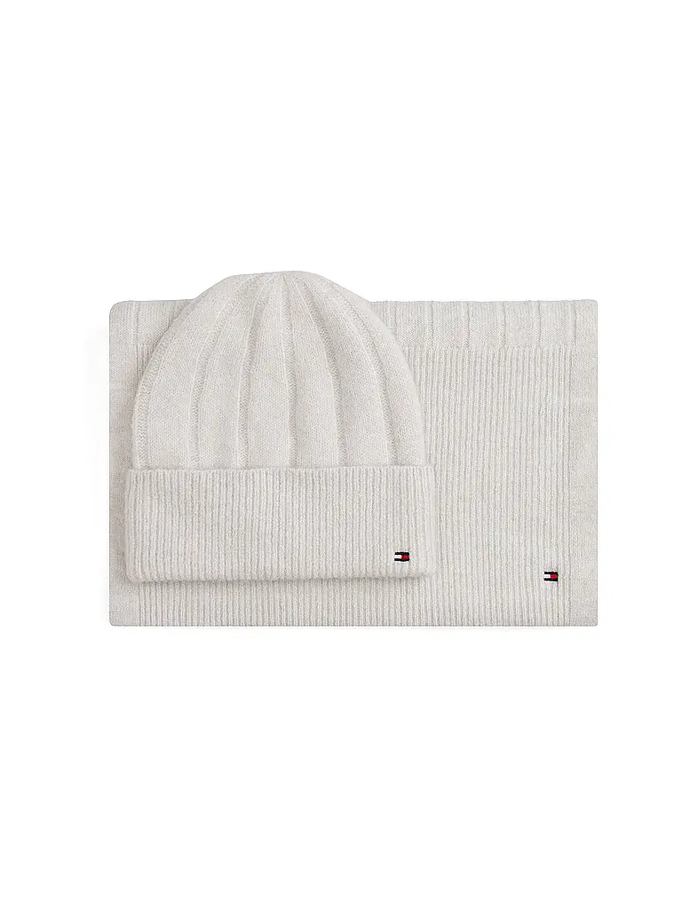 TOMMY HILFIGER | Set 2-teilig Mütze und Schal | hellgrau
