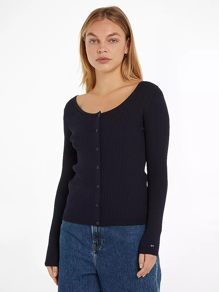 TOMMY HILFIGER Strickjacke dunkelblau