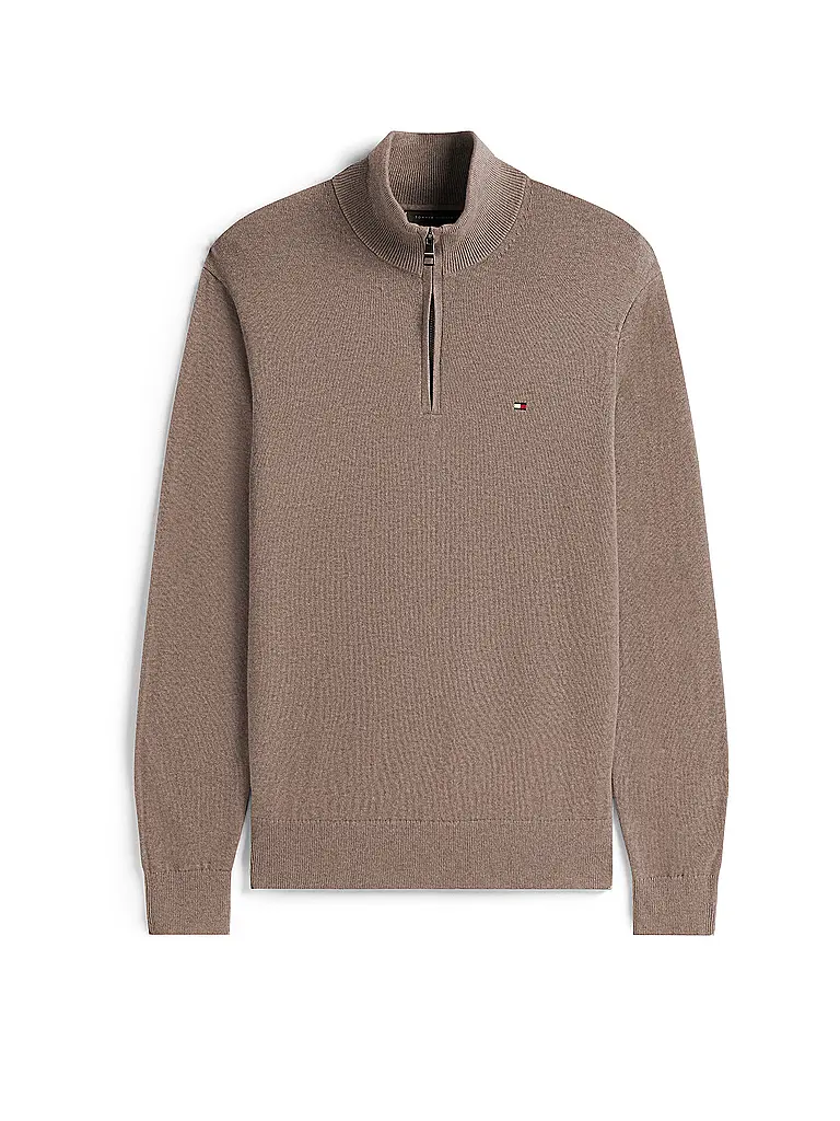 TOMMY HILFIGER | Troyer Pullover  | Braun