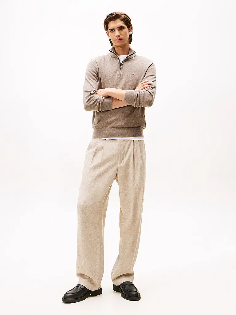 TOMMY HILFIGER | Troyer Pullover  | Braun