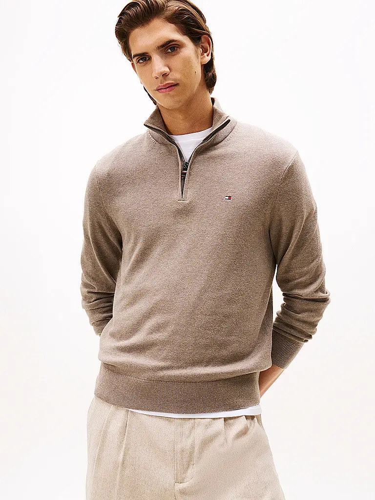 TOMMY HILFIGER | Troyer Pullover  | Braun