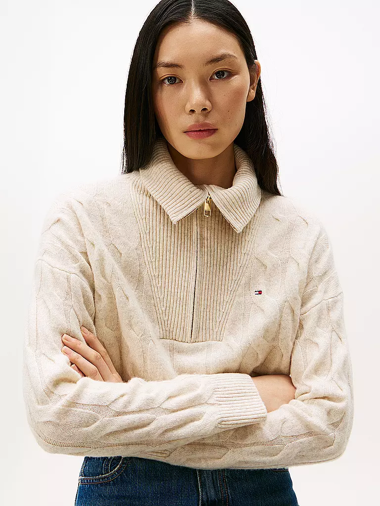 TOMMY HILFIGER | Troyer Pullover  | beige