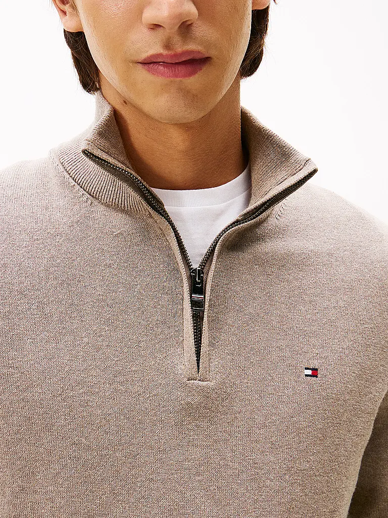 TOMMY HILFIGER | Troyer Pullover  | Braun