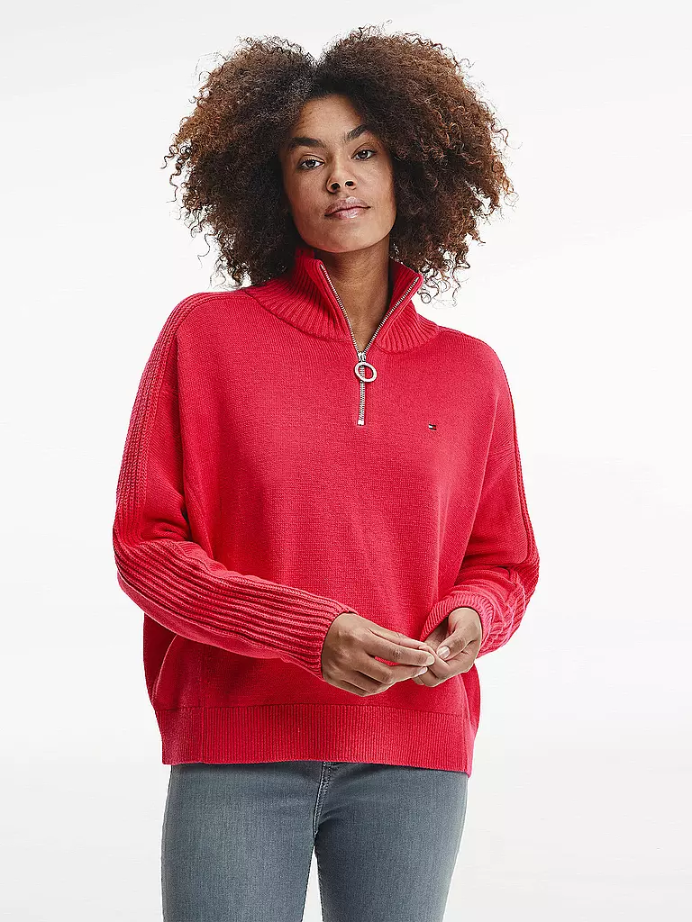TOMMY HILFIGER | Troyer Pullover | rot