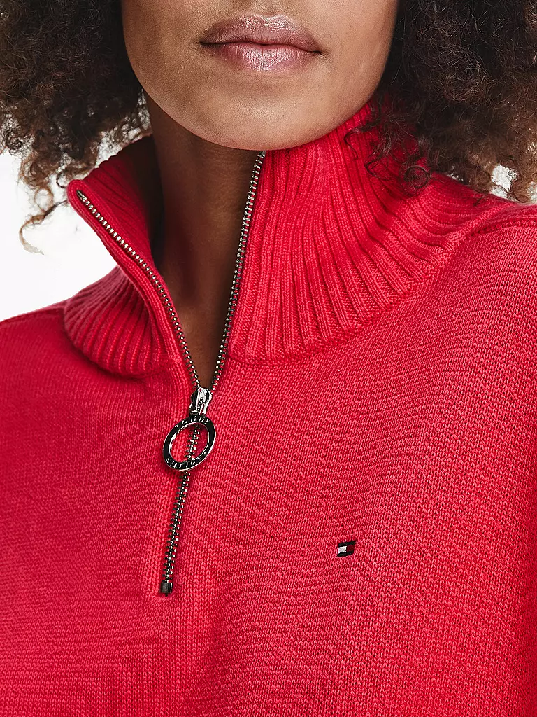 TOMMY HILFIGER | Troyer Pullover | rot
