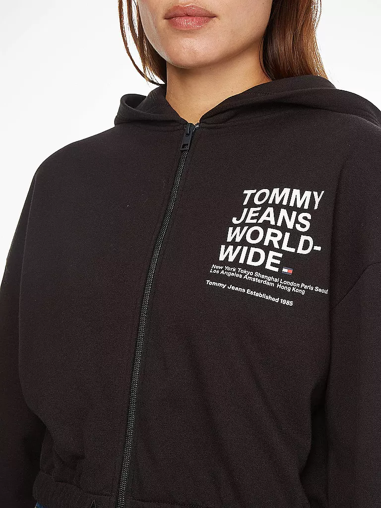 TOMMY JEANS | Kapuzensweatjacke Cropped Fit | schwarz