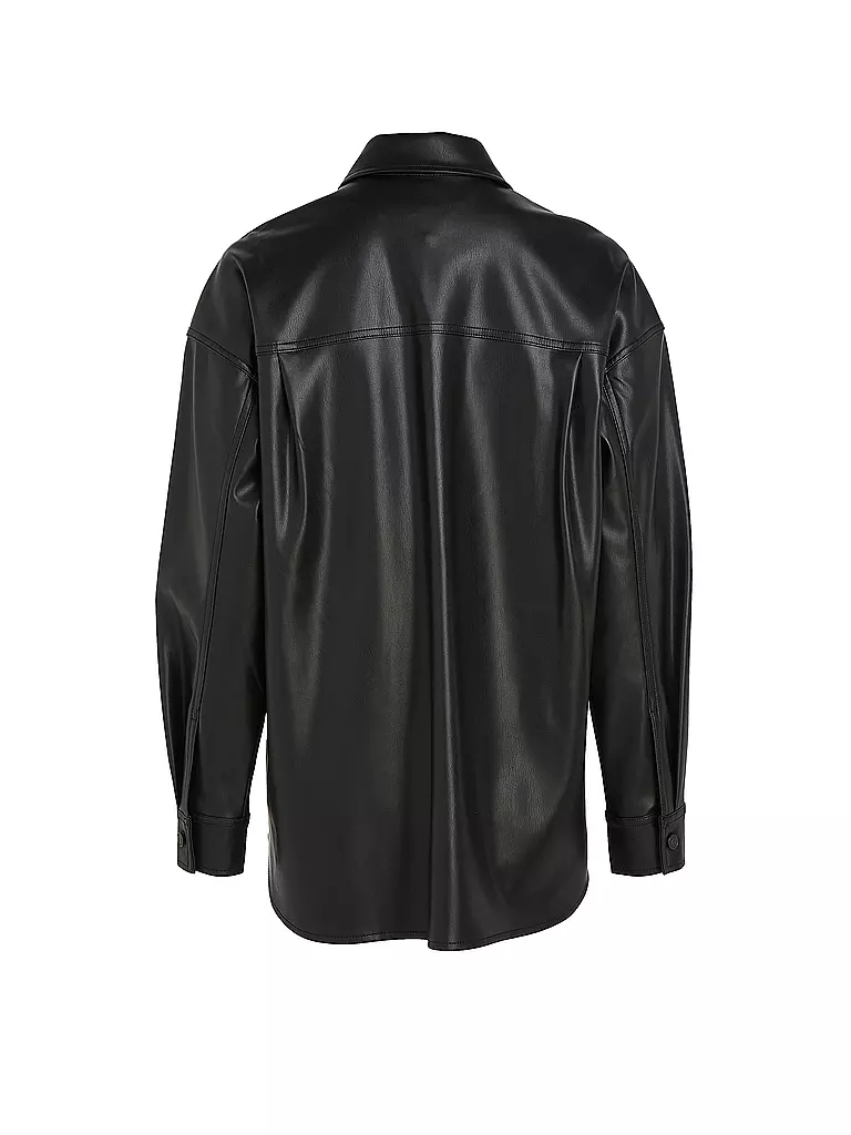 TOMMY JEANS | Overshirt in Lederoptik | schwarz
