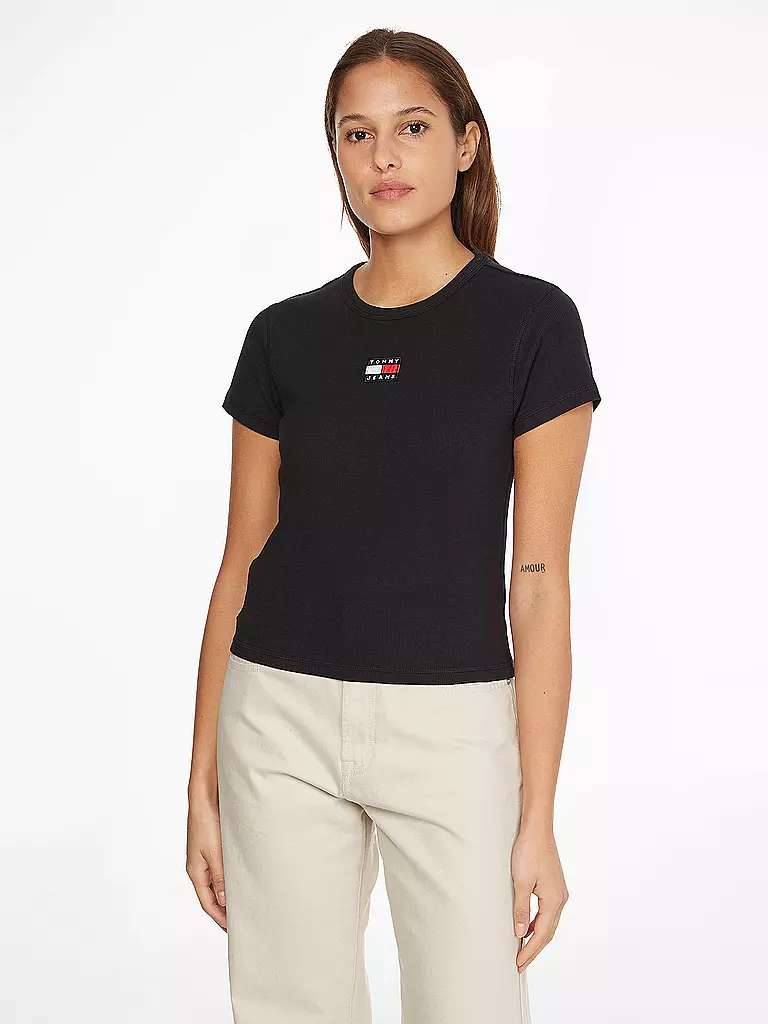 TOMMY JEANS | T-Shirt Cropped Fit | schwarz