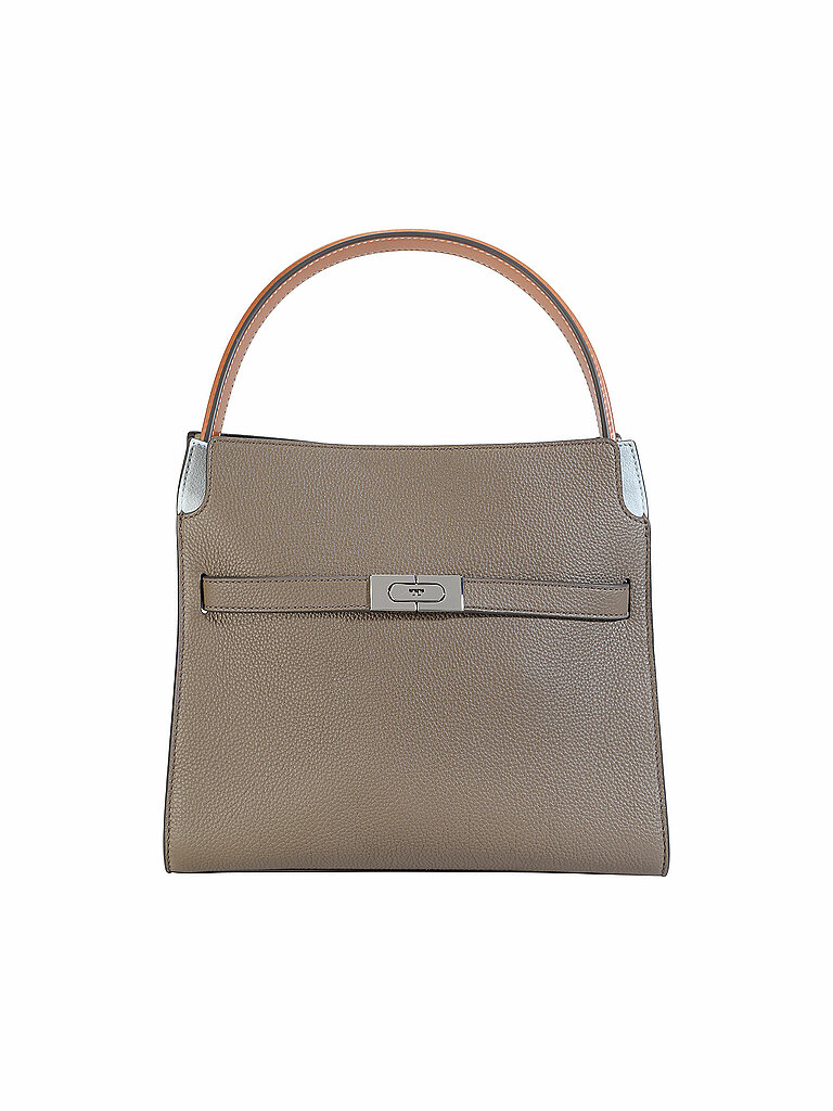 TORY BURCH Ledertasche - Henkeltasche Double Bag LEE RADZIWILL Small grau