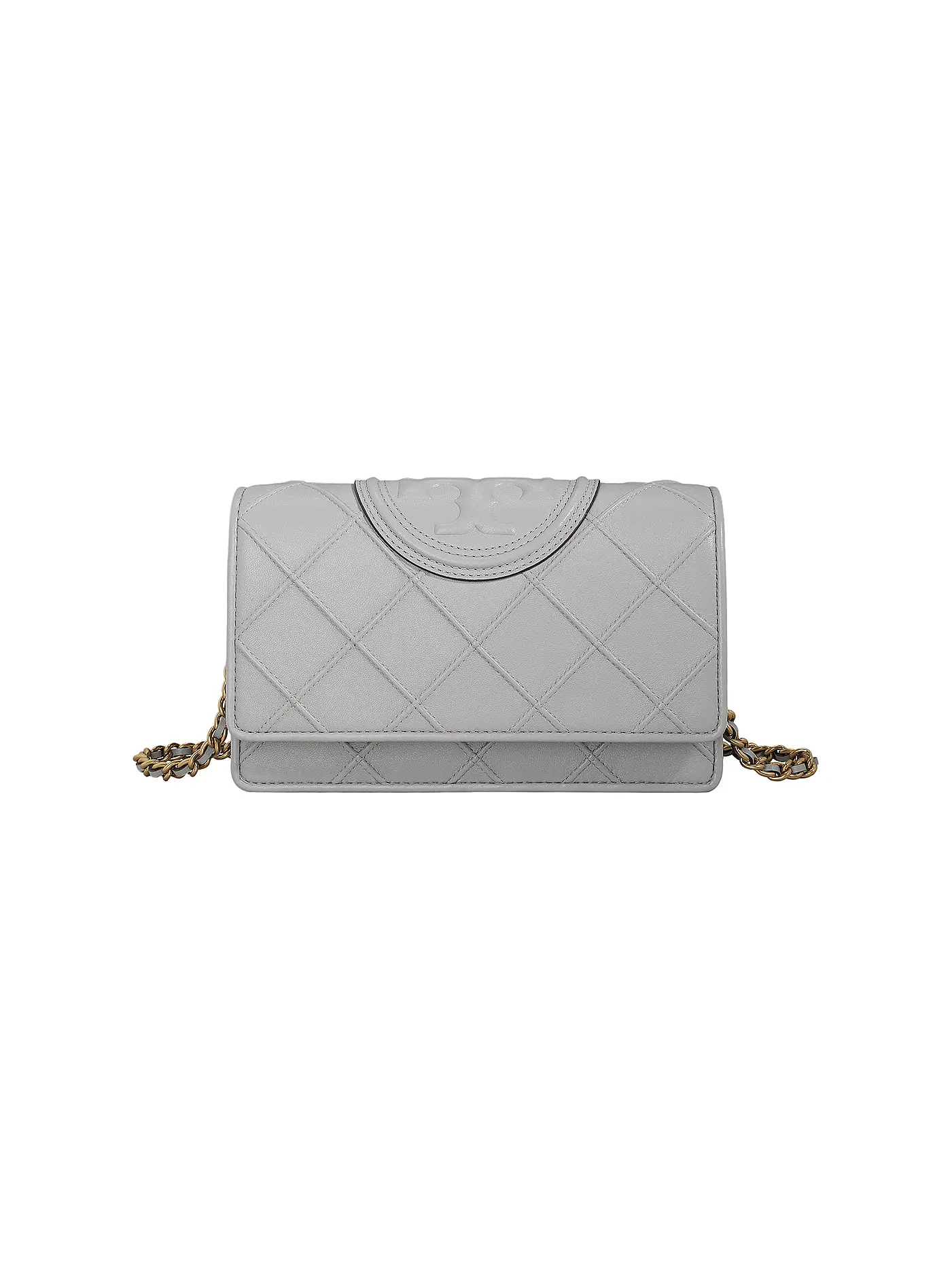 TORY BURCH | Ledergeldbörse FLEMING SOFT | hellgrau