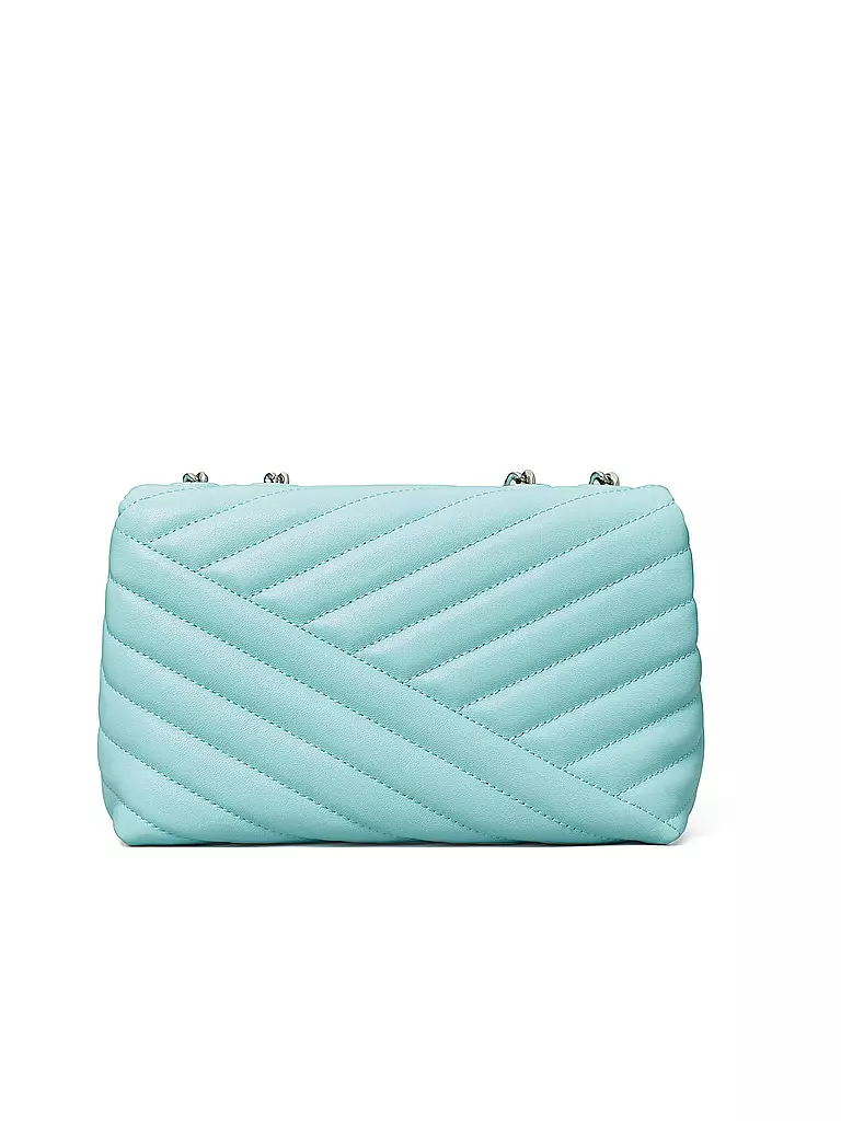TORY BURCH | Ledertasche - Schultertasche KIRA CHEVRON Small | hellblau