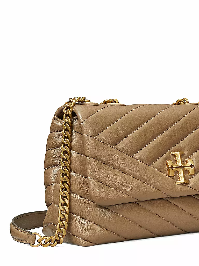 TORY BURCH | Ledertasche - Schultertasche KIRA CHEVRON Small | beige