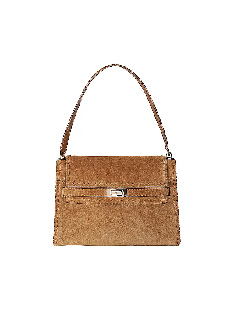 TORY BURCH | Ledertasche - Schultertasche LEE RADZIWILL Large  | Camel