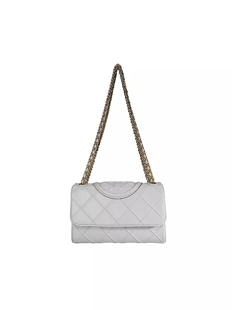 TORY BURCH | Ledertasche - Umhängetasche FLEMING SOFT small | hellgrau