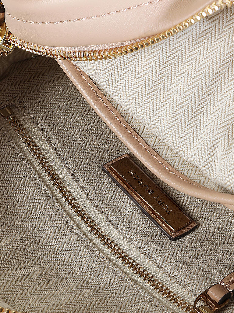 TORY BURCH | Ledertasche - Umhängetasche Kira Chevron Circle Bag | beige