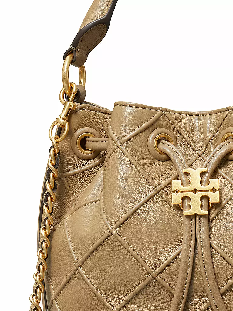 TORY BURCH | Ledertasche -Bucket Bag FLEMING S | hellbraun