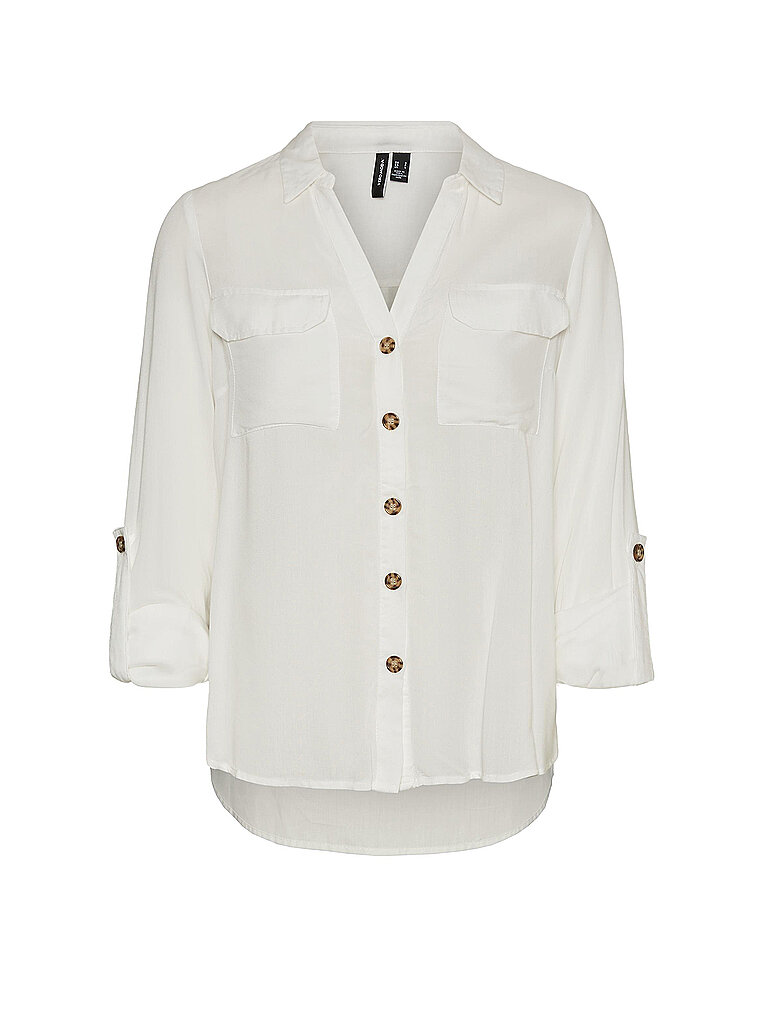 VERO MODA Bluse langarm VMBUMPY weiss | L