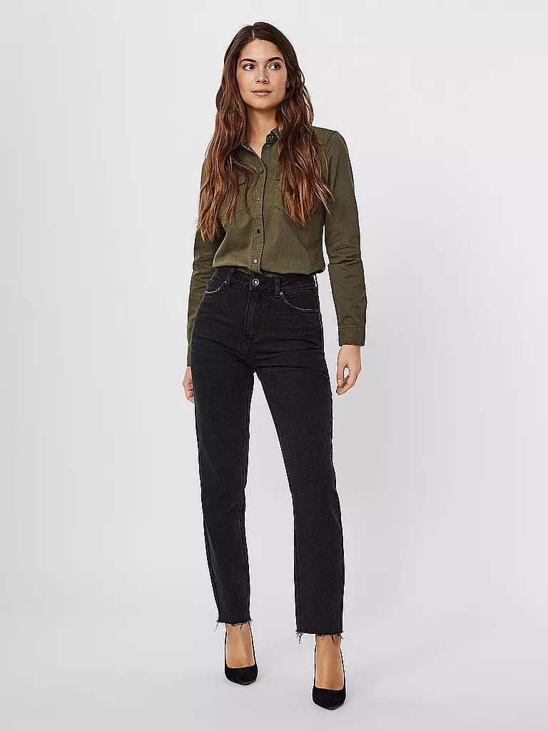 VERO MODA | Highwaist Jeans Straight Fit | schwarz