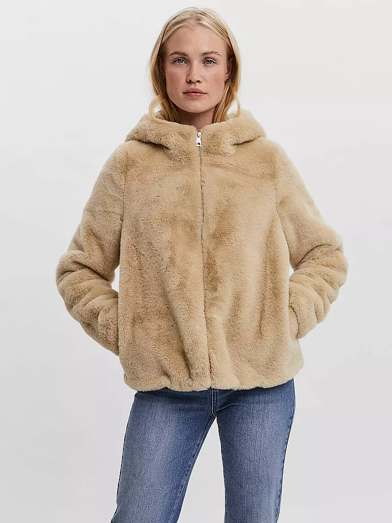 VERO MODA | Jacke in Felloptik VMSUIHOODIE  | beige