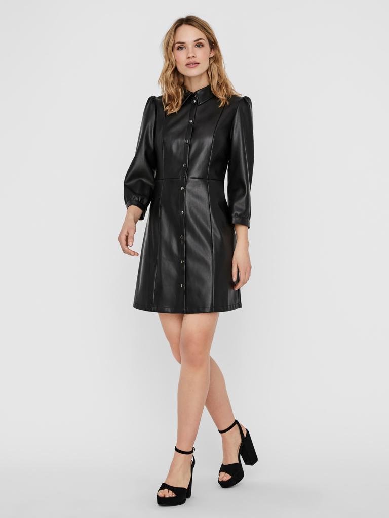 VERO MODA | Kleid in Lederoptik VMBUTTERMOLLY | schwarz