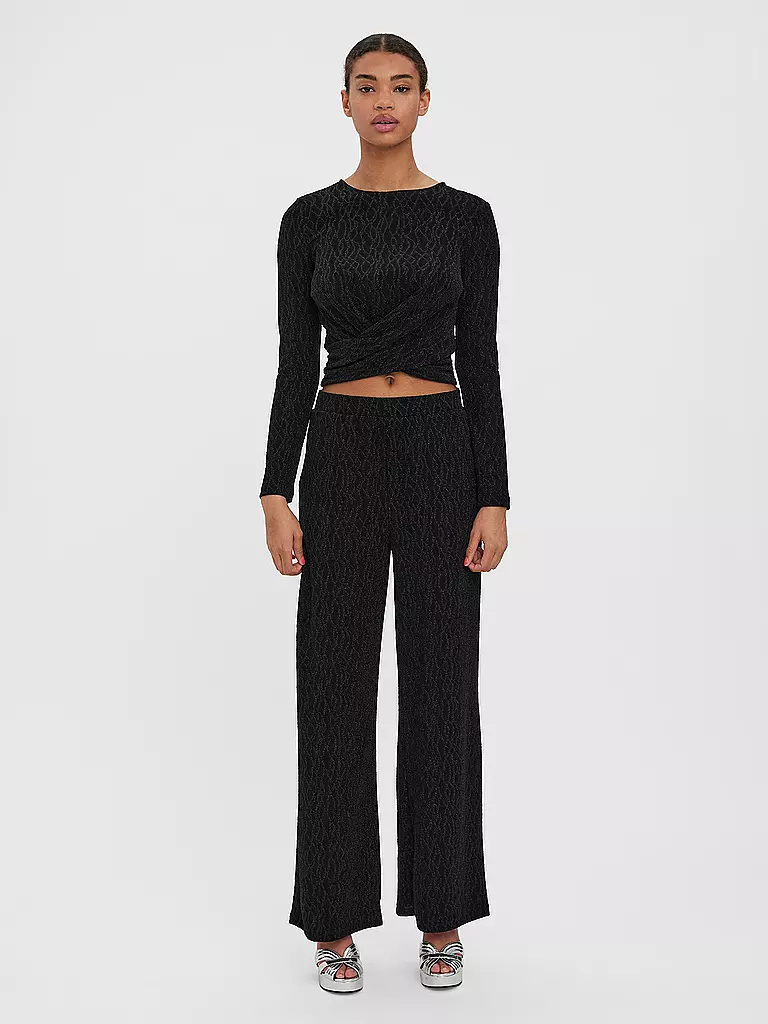 VERO MODA | Langarmshirt Cropped Fit VMKANZ  | schwarz