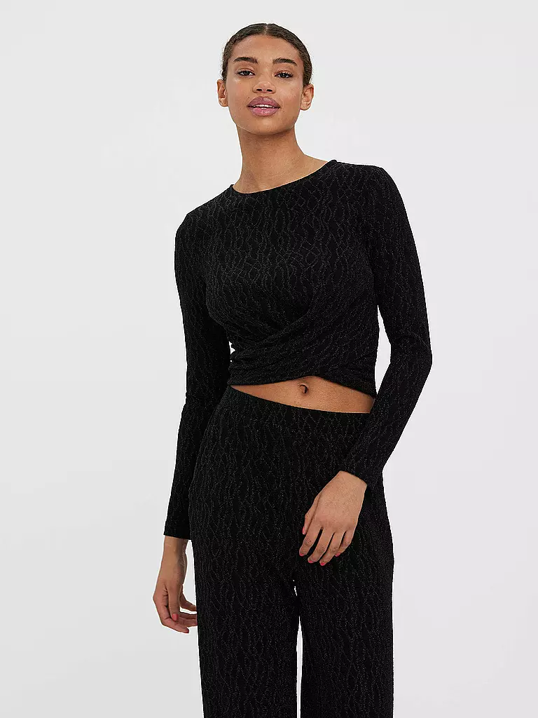 VERO MODA | Langarmshirt Cropped Fit VMKANZ  | schwarz