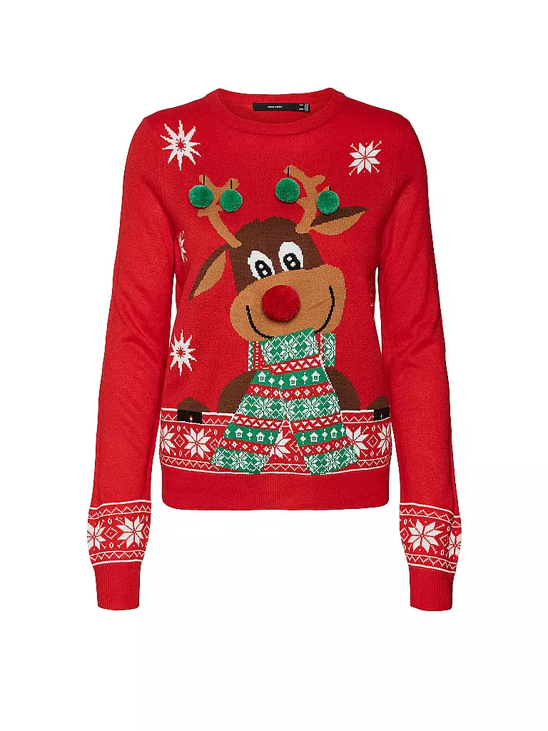 VERO MODA | Pullover VMNEWFROSTYDEER | rot