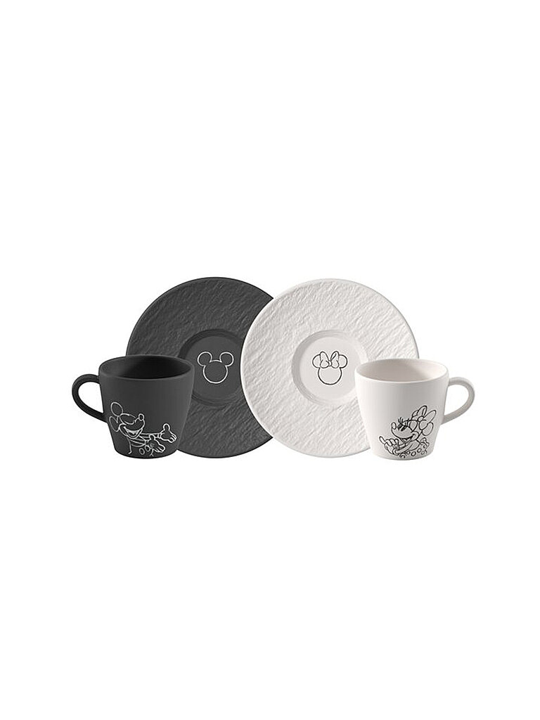 VILLEROY & BOCH Kaffeetasse mit Untertasse Set 4-tlg. MANUFACTURE -MICKEY MOUSE schwarz