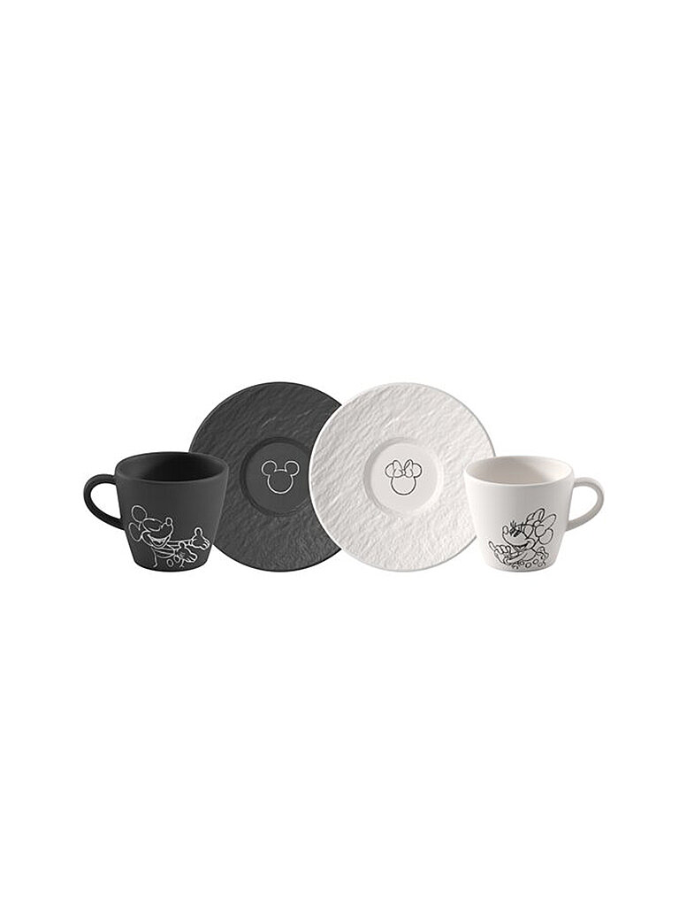 VILLEROY & BOCH Espressotasse mit Untertasse Set 4-tlg. MANUFACTURE-MICKEY MOUSE  Schwarz/Weiss schwarz