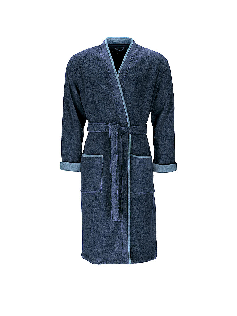 VOSSEN Herren Bademantel L AMADEUS Navy Blue dunkelblau | L