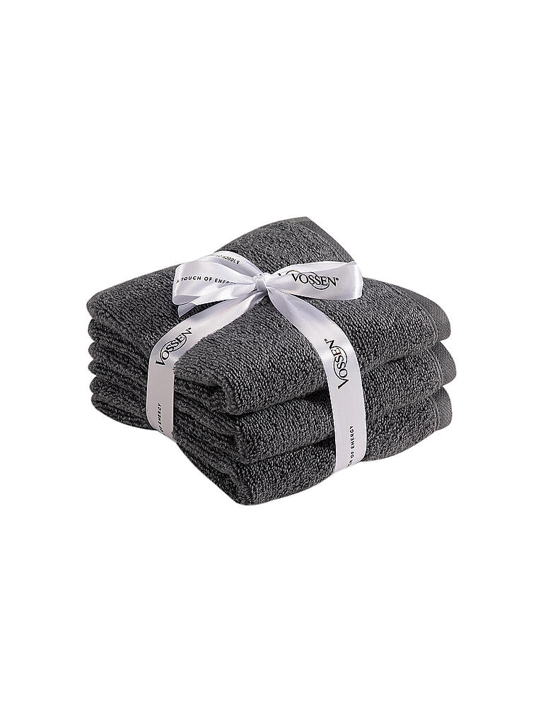 VOSSEN | Seiftuch Smart Towel 3er Pkg 30x30cm Flanell | grau