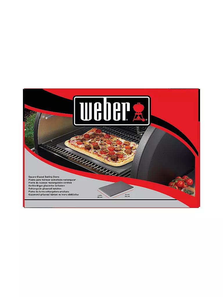 WEBER GRILL | Pizzastein glasiert eckig 44x30cm Keramik Schwarz | schwarz