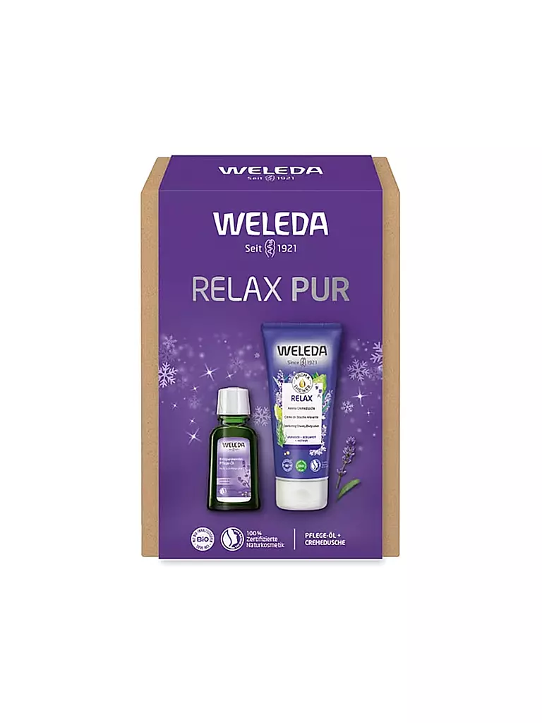 WELEDA | Geschenkset - RELAX PUR - Geschenkset Aroma Shower Relax & Lavendel Entspannendes Pflege-Öl 200ml / 50ml | keine Farbe