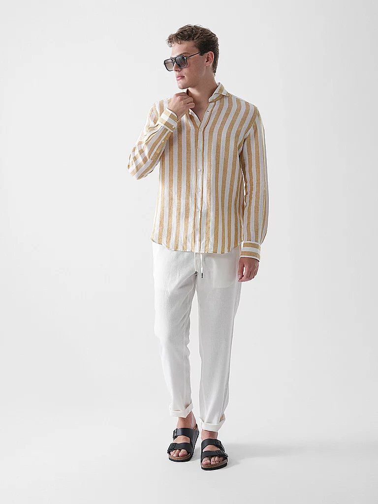 WINDSOR Linen Shirt Regular Fit Yellow 39 Men 2