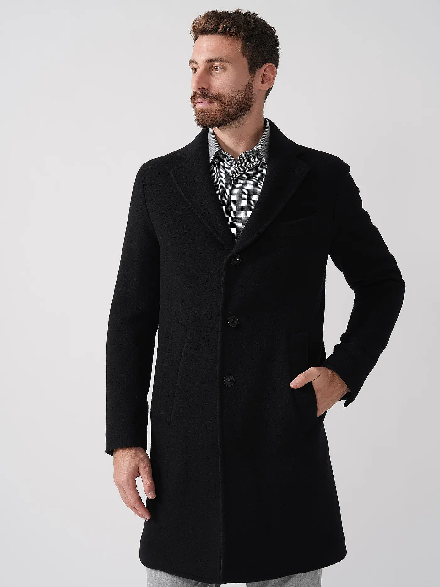 WINDSOR | Wollmantel CENTRO | schwarz