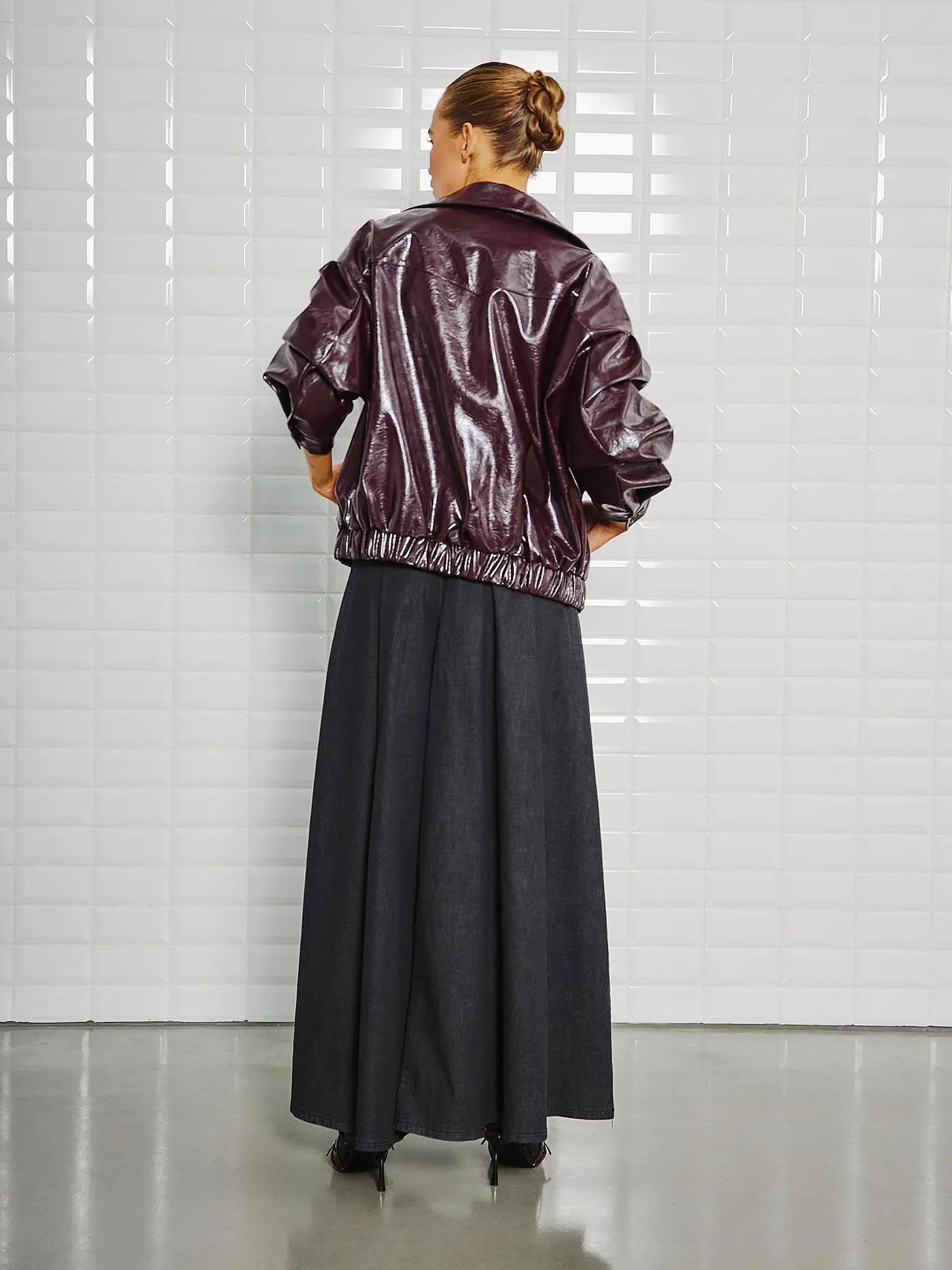 WITHBLACK | Jacke aus Lederimitat GILIAN | dunkelrot