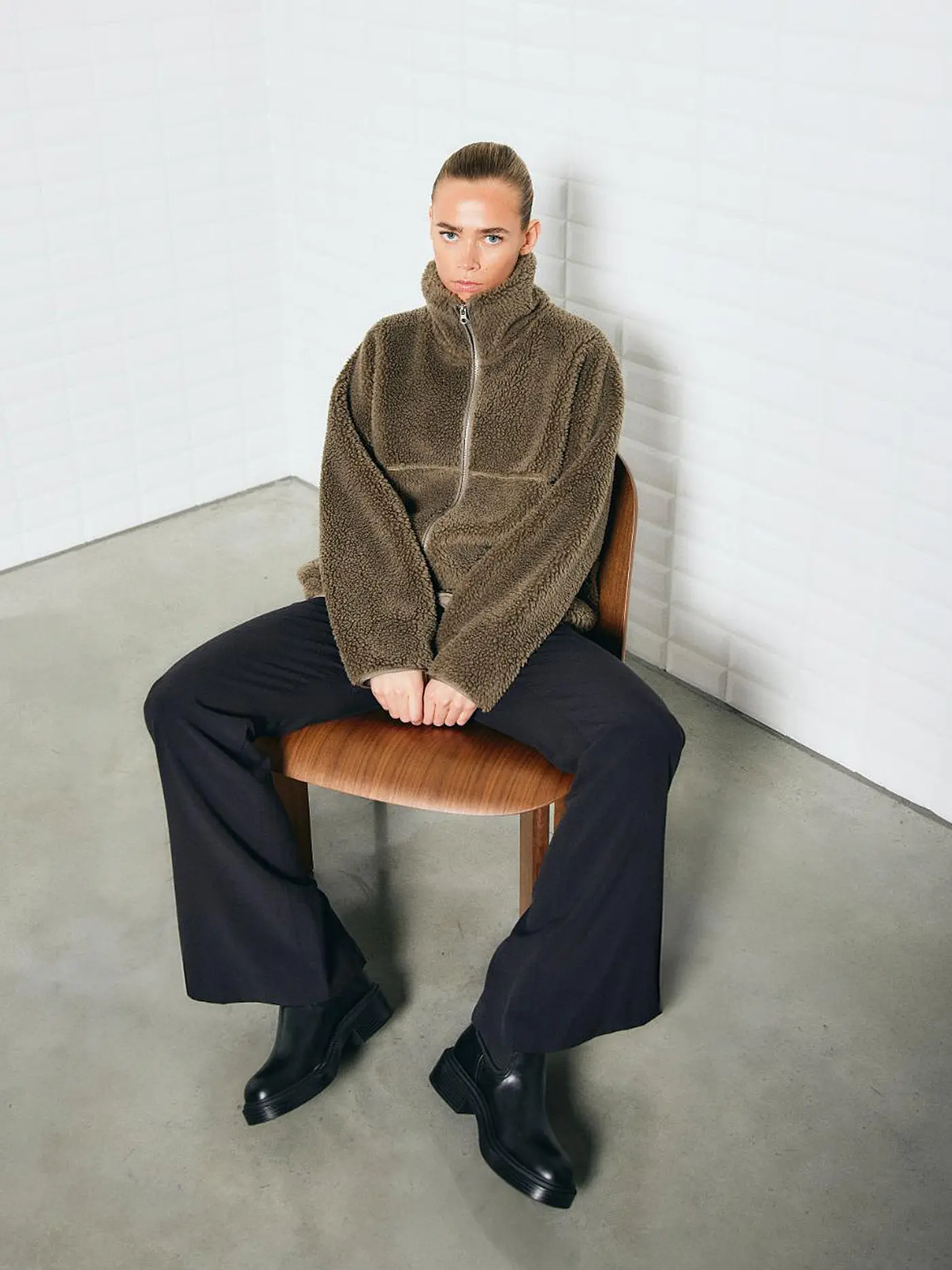 WITHBLACK | Jacke in Felloptik PILE | hellbraun
